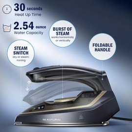 BEAUTURAL Mini Travel Iron for Clothes with Dual Voltage, 1000 Watts