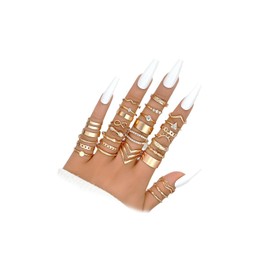 GIGB PBDK Trendy Gold Stackable Knuckle Ring Set for Women Boho Sparkling Crystal Midi Ring Pack Dainty Aesthetic Stacking Rings Birthday Jewelry Gifts (Gold)