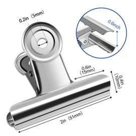 20 Pack Large Metal Hinge Clips 2 Inches Bull Hinge Paper Clips for Crafts, Photo, Drawing, Food Bags at Home, Office, School, Shop - Silver, 51mm