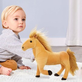 Champracer Plush Toy Horse 32 cm Lifelike Standing - Plush Toy Cuddly Toy Doll Stuffed Toy Simulation Small (Brown Horse)