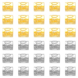 Lotsdonxia 50 Pcs Hair Beads Dread Locks Rings – Adjustable Metal Dreadlocks Beads, 25 Silver and 25 Gold Hair Cuffs for Braiding and Hair Decoration