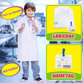 UNGLINGA 30 Science Experiments Kit with Lab Coat for Kids Scientist Costume Play Toys Gift for Boys Girls