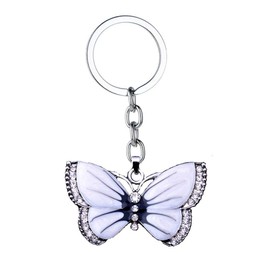 Crystal Butterfly Pendant Keychain Key Ring Charm Car Bag Wallet Hanging Accessories Ornaments Craft Key Buckle for Women Girls - White Stylish and Popular