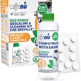 Caffenu Compatible Descaling Solution and Cleaning Tablets for Sage and Breville Coffee Machines, 200ml Descaler and 10 Tablets for Removing Limescale for better Coffee Quality