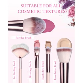 Makeup Brushes with Case, 20PCs Travel Makeup Brush Set, Foundation Concealer Blush Eyeshadow Brush Set Contour Powder Eyebrow Eyelash Brush Kit with Led Light Mirror Holder & 2 Powder Puff-Pink