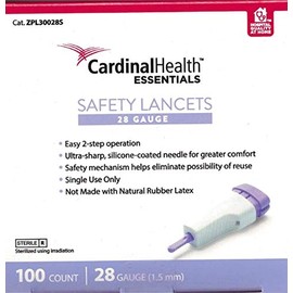 ReliaMed Safety Lancet 28G Disposable - ZPL30028S Box of 100 x 3 packs