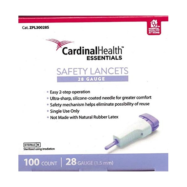 ReliaMed Safety Lancet 28G Disposable - ZPL30028S Box of 100