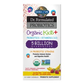 Garden Of Life Dr Formulated Probiotics Organic Kids Cooler Sabor Fresa Pltano 30 Tabletas Masticables                                                