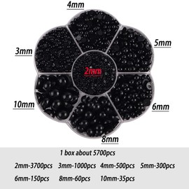 5800Pcs Half Pearls for Crafts, Flatback Pearls for Artwork Making, DIY Rhinestones Accessory Nail Art, Face Gems Jewels Flat Back Craft Pearls for Artist Creative - Black