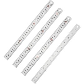 PATIKIL - Regla recta de metal de 30 cm, 4 reglas de acero inoxidable, proceso de grabado, graduaciones milimétricas para medir la construcción de ingenieros