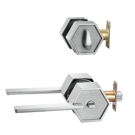 Berlin Modisch Zero Gravity Metro Series Entry Lever Door Handle Set and Single Cylinder Deadbolt Locking Lever HandleSet [Front Door or Office] Reversible Heavy Duty – Satin Nickel Finish