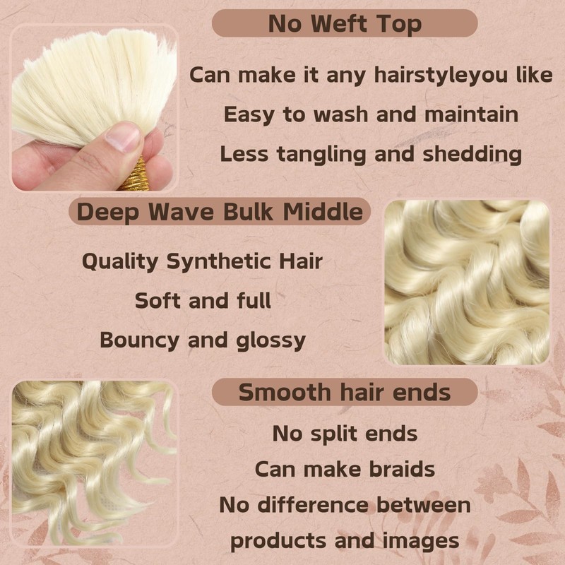 Deep Bulk Hair For Braiding Hair 613# 24inch Wet And
