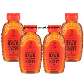 Nature Nate's Nate's 100% Pure, Raw & Unfiltered Honey, Award-Winning Taste - 8 oz  (4 Pack)