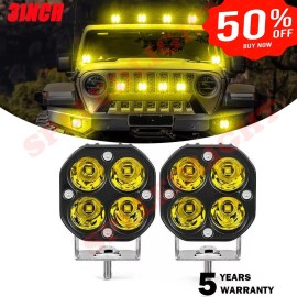 splledlights 2x 3inch LED Cube Pods Work Light Fog Light fit 1997-2025 Jeep Wrangler TJ JK JL