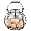 Flexzion Chicken Egg Basket Wire Egg Holder with Wooden Handles