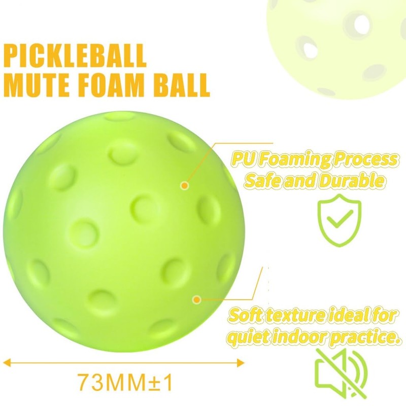 Liahelianx Noise-Reducing Foam Pickleballs-Soft PU Practice Balls for Indoor/Outdoor Training,