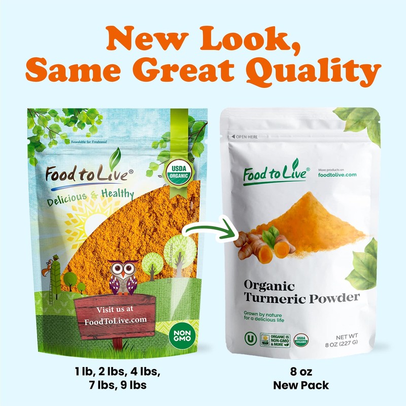 Food to Live Organic Turmeric Powder, 2 Pounds Non-GMO, Finely