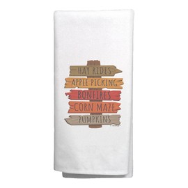 Fall Party Supplies Fall Event Signs Hay Rides Apple Picking Bonfires Corn Maze Pumpkins 6 Pack Decorative Kitchen Tea Towels White