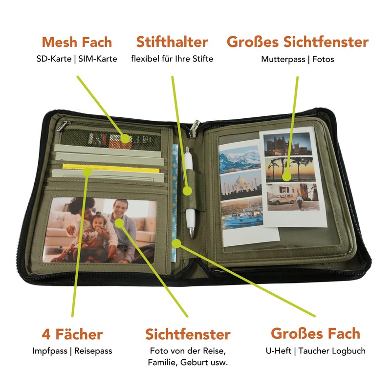 Karijini® Examination Book Organiser XXL, Passport Bag, ID Folder, Maternity