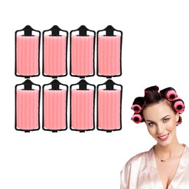 kasanidika Hair Roller, Sponge Curler, Hair Roller Set, Hand Winding Curler, Set of 8, Natural Perm, Reusable, Soft Material, Safe Lock, For Bangs, Wet Hair, For Household/Travel, Short Hair/Long Hair