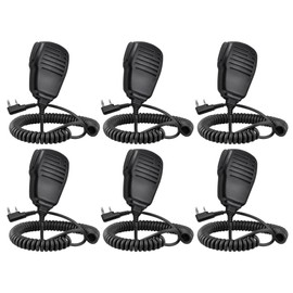 SAMCOM Speaker Mic for Two Way Radios,2 Pin Walkie Talkies Shoulder Mic, Handheld Walkie Talkie Microphone for Most 2 Way Radio, K Type Radio Microphone with PTT (6 Pack)