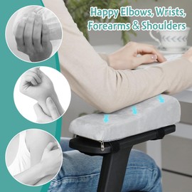 Juego de 2 Almohadillas Ergonómicas para Reposabrazos, Fundas Acolchadas para Sillas de Oficina, Cojines de Apoyo para Codo en Computadora, Gaming y Escritorio