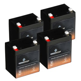 Chrome Battery 12V 5AH Maintenance-Free Battery for Alarm Systems, Scooters, Toys, Emergency Lights, and More - Nut and Bolt (T3) Terminal 4 Pack