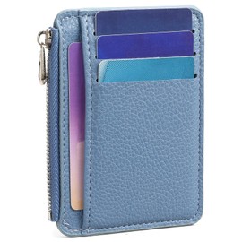 RNIEGA Slim Credit Card Holder Wallet for Women Front Pocket RFID Blocking Wallets Small Compact Card Case with Zipper Pocket