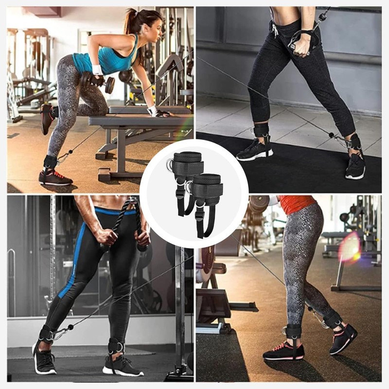 JnTech Ankle Straps for Cable Machines Ankle Bands Adjustable Ankle
