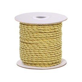 PandaHall 3 mm / 35 Yards Metallic Twisted Cord Rope 3-Ply Twisted Cord Trim Thread String for Home Decor, Upholstery, Curtain Tieback, Honor Cord (Gold)
