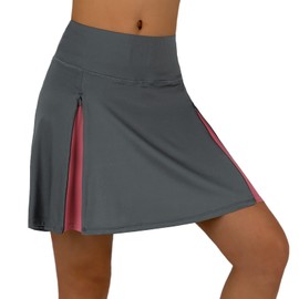 beroy Falda de ciclismo transpirable y de secado rápido para mujer, falda de ciclismo con acolchado 3D, Gris/rosado, M