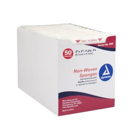 Dynarex Sterile Non-Woven IV Sponges, 2" x 2", 6 Ply