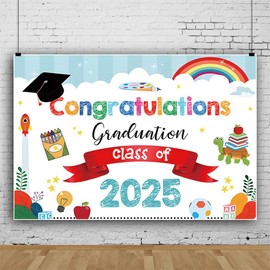 ChloropLastid Congratulations Graduates Backdrop Kindergarten Graduation Banner Preschool Grad Decor Photography Background Class of 2024 Congratulate Graduation Prom Party Decorations Props 8x6ft