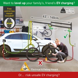 Barkan 63" Protective EV Charging Cable Wall Arm, 5 Year Warranty, Indoor & Outdoor Weatherproof zinc Coating, for Electric Vehicle Cable, Retractor Arm