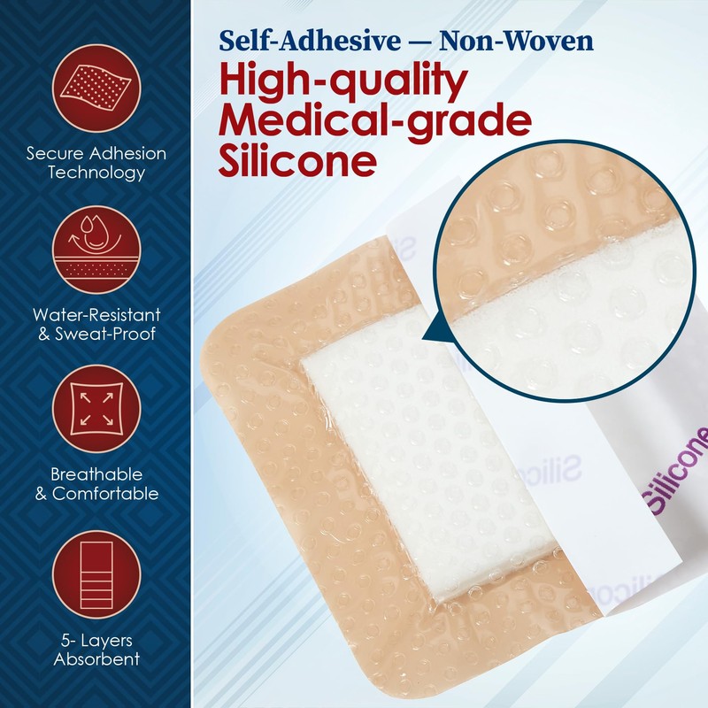 MEDca Silicone Foam Dressing w/Adhesive Border 3"x3" (Pack of 10)