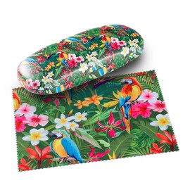 FEFI - Hard Case for Glasses with Matching Microfibre Cloth, Parrot