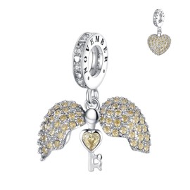 Annmors 925 Sterling Silver Birthstone Bead Charms for European Bracelets and Necklace Beads with 5A Cubic Zirconia, Christmas, Valentine's Day, Mother's Day, Gift Tag for Women and Girls, Sterling