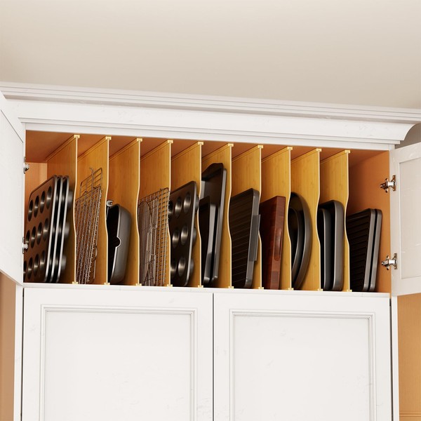 SpaceAid 10 Pack Tray Dividers for Cabinets, Bamboo Kitchen Cookie