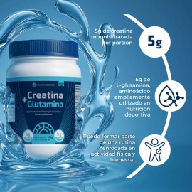 HEALTHADDICTION - Creatina Glutamina 300 g 5 g Creatina Monohidratada 5 g L-Glutamina por Porcin Suplemento Deportivo para Rendimiento,...