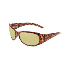 Calabria 645SB Polarized BiFocal Reading Sunglasses +1.50 Red Tortoise/Yellow Women Oval Bi-Focal Reader Trendy w/Hard Case