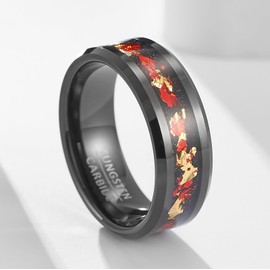 SOXEMAN Women's wedding rings men's tungsten rings cool, couples women's general jewelry Width 8mm