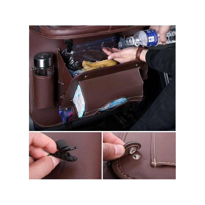 HURESON Car Back Seat Organizer with Trash Can Foldable Table