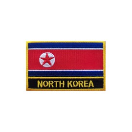 Ruoming 1 PCS North Korea Flag Patches Iron On or Sew On Embroidered Tactical Military National North Korea Patch