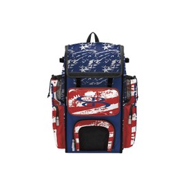 Boombah Superpack Bat Bag - Backpack Version (no wheels) - Holds 4 Bats - USA Duty Red/Royal Blue/White