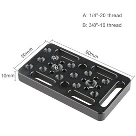CAMVATE Multi-Purpose Mount Cheese Plate with Rosette Standard 3/8" Thread Hole, Perfect Accessory for Photography (Aluminum Alloy, Black)