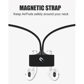 VSuRing 2 Packs Magnetic Anti-Lost Straps For Airpods Pro 2 1 Airpods 3rd 2nd 1st Generation Soft Silicone Lightweight Cord Sports Lanyard Neck Rope Sturdy String (Black&White)