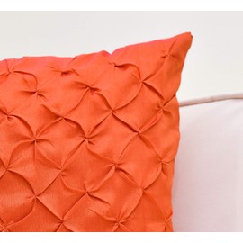 The White Petals Orange Decorative Throw Pillow Cover - (12x12 inch) | Decorative, Washable Cushion Covers for Couch, Sofa, Bedroom, Living Room - Pack of 2