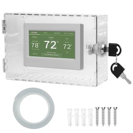 Universal Thermostat Lock Box with Key,Large Clear Thermostat Cover for Thermostat on Wall,Thermostat Guard,Thermostat Guard for Thermostat on Wall Fits Thermostats 7H x 4.5W inches or Smaller, White