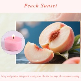 Scented Tea Lights Candles, Peach Sunset, 8 Pack – Pink Scented Tealight Candles – 100% Palm Wax, 6 Hour Burn Aromatherapy Tea Light Votive Candle for Thanksgiving, Gifts, Party Decor