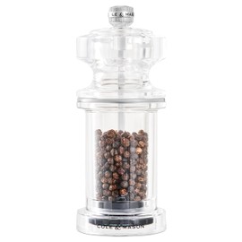 Cole & Mason 605 Refillable Spice Mill - Kitchen & Home Accessory - Table Pepper Grinder - Peppercorn Included - Acrylic - New Pepper Mill 5.5"